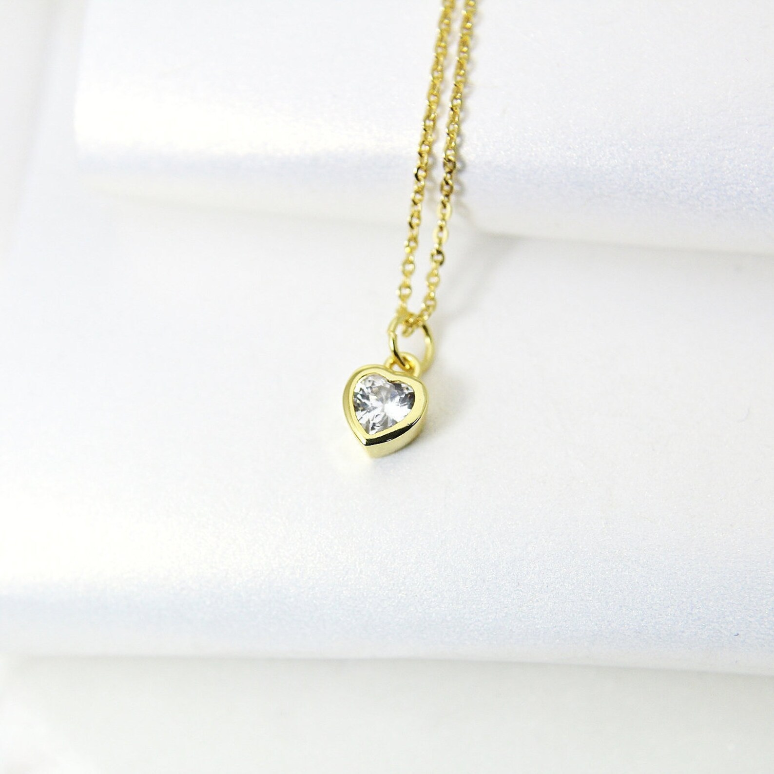 Gold Heart Necklace TINY Gold Heart Necklace Romantic Gifts Etsy