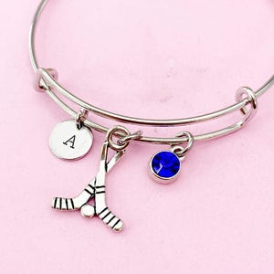 Silver Hockey Stick Charm Bracelet