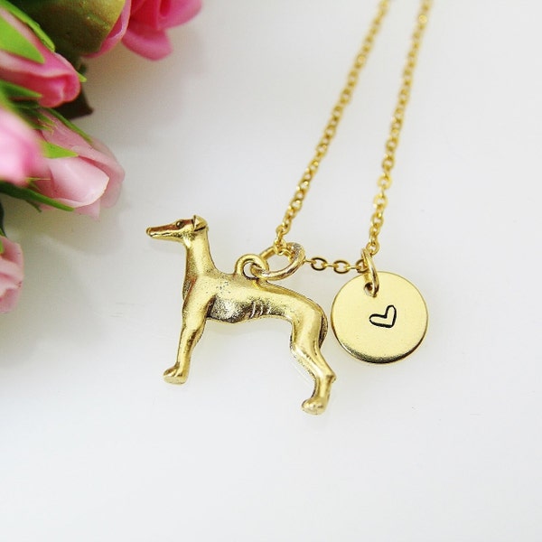 Greyhound Necklace, Gold Greyhound Charm Necklace, Greyhound Charm, Greyhound Jewelry, Pet Gift, Personalized Gift, Christmas Gift, N486