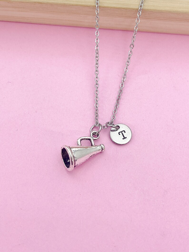 Cheerleader Megaphone Charm Necklace, Initial Pendant bild 8