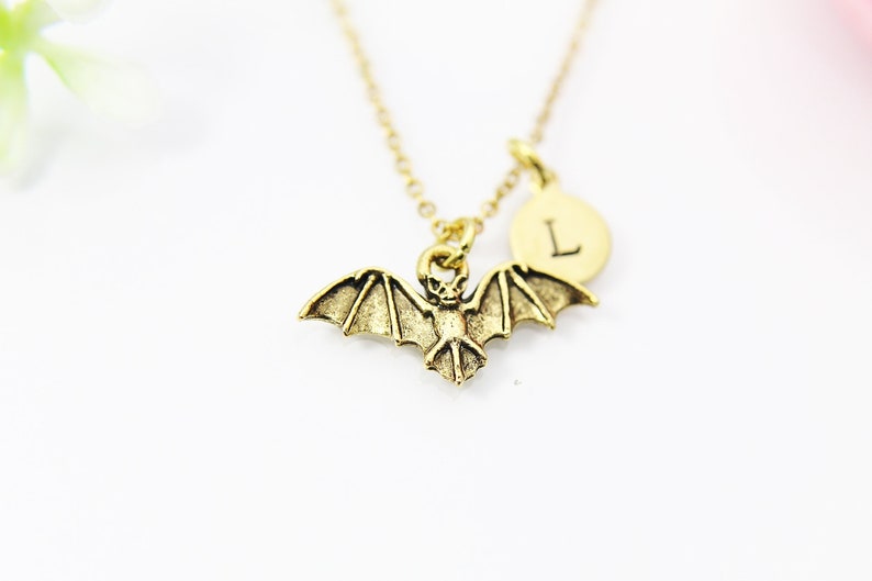 Gold Bat Charm Necklace Gold Bat Charm Bat Necklace Animal Etsy