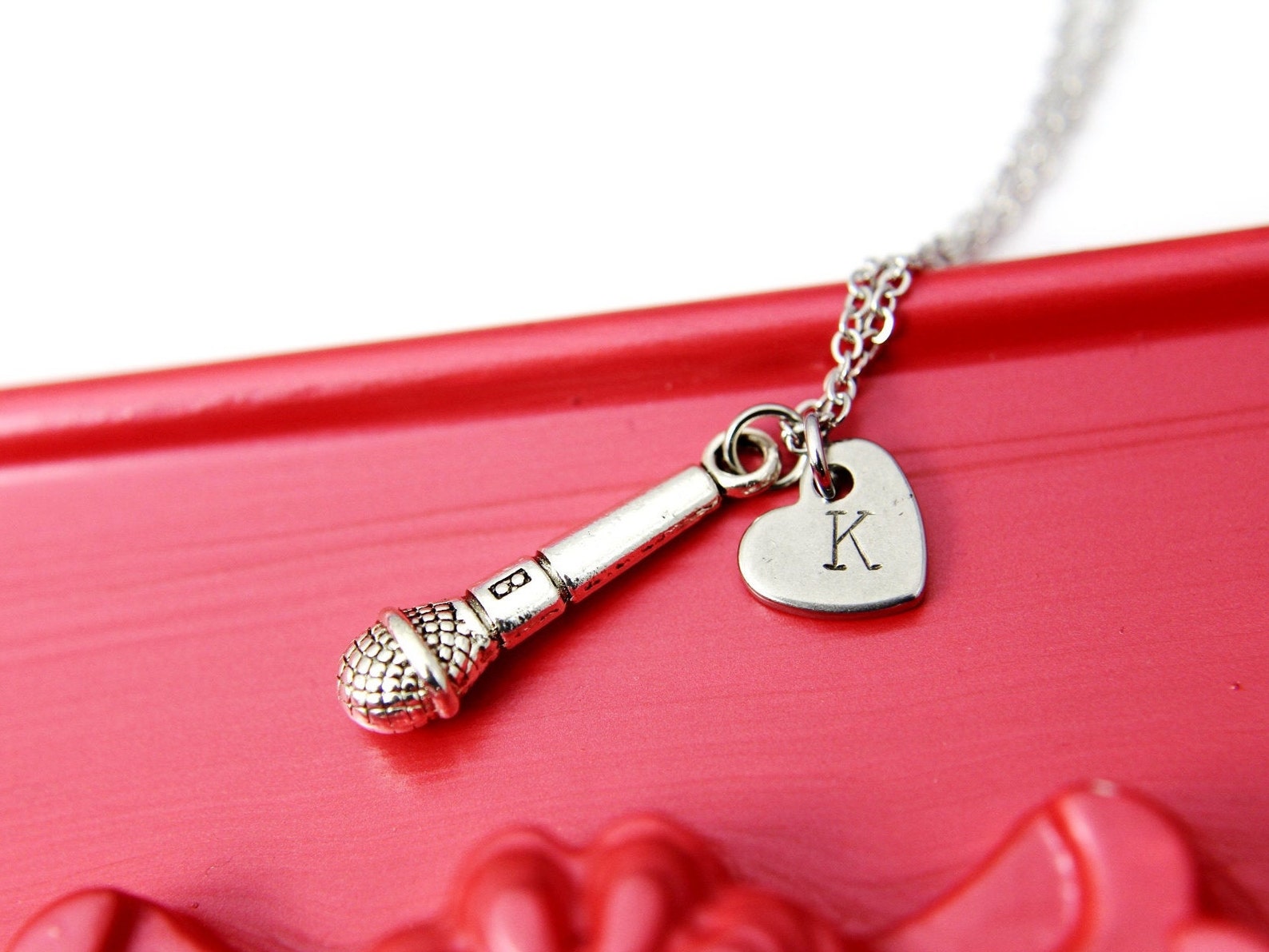 Silver Microphone Charm Necklace Mic Charm Speaker Gift Etsy