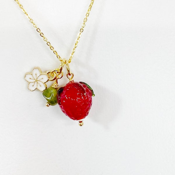 Strawberry Necklace Etsy