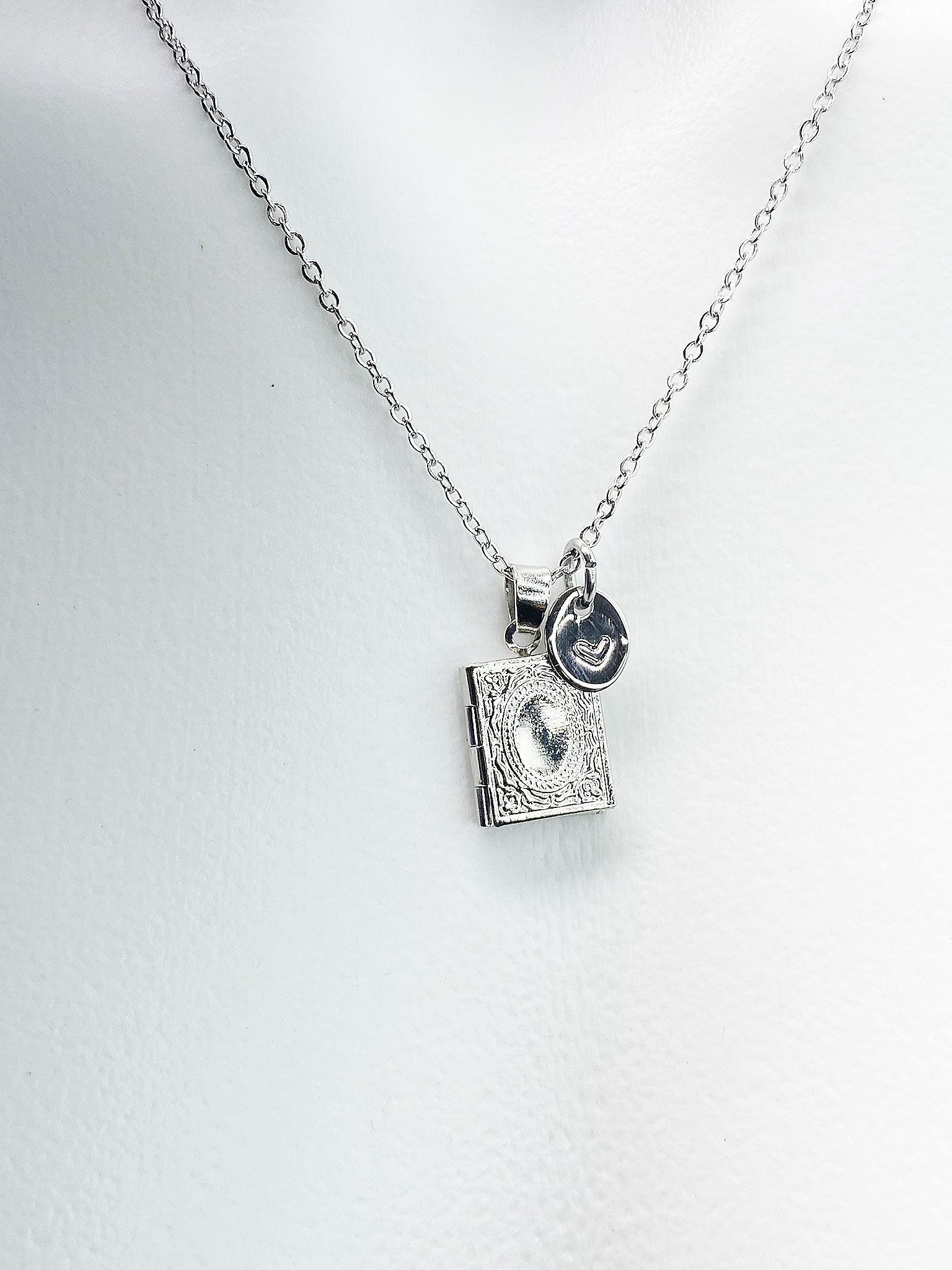 Silver Book Locket Necklace, Tiny Book Locket Gifts, Bookworm Gift ...