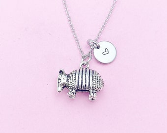 Silver Armadillo Charm Necklace, Animal Charm, N776