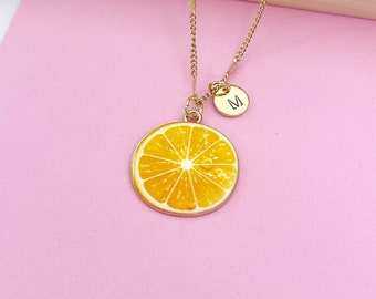 Gold Lemon Charm Necklace, Orange Slice Charm, Orange Charm, Fruit Food Charm, Foodie Gift, Personalized Gift, N26