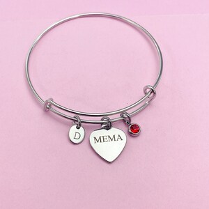 Mema Heart Stainless Steel Bracelet, Mother's Day Gift, Personalized Gift, D453