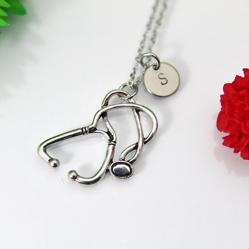 Stethoscope Necklace Silver Stethoscope Charm Doctor Gift Etsy