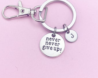 Silver Never Give up Keychain, N1392 - Etsy