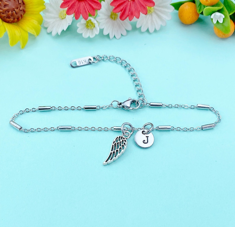 Guardian Angel Wing Charm Bracelet Sympathy Gift & Everyday Reminder, N1547C Bild 1