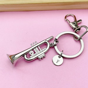Silver Trumpet Charm Keychain, N5701