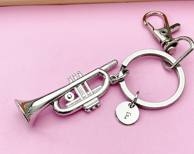 Silver Trumpet Charm Keychain, N5701