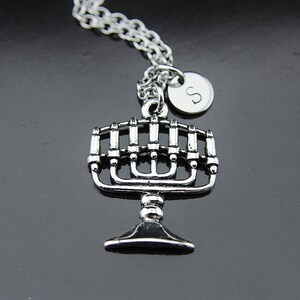 Silver Menorah Charm Necklace