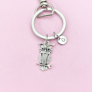 Silver Owl Charm Keychain, AN2118
