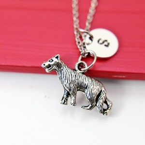 Silver Wolf Charm Necklace, Wolf Jewelry, Wolf Charm, Dog Animal Necklace, Personalized Gift, N2101