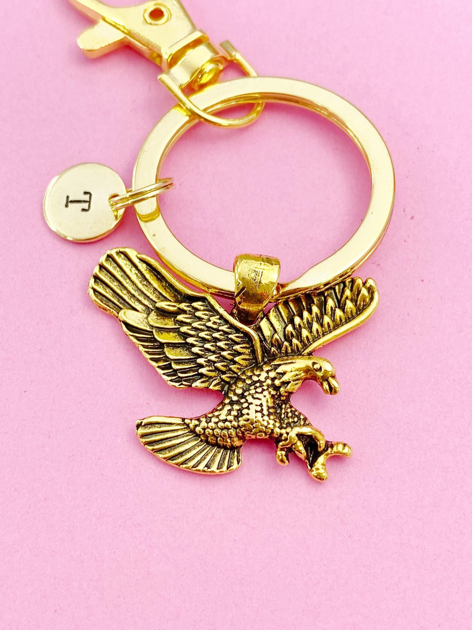 Gold Flying Eagle Charm Keychain, N3669C - Etsy
