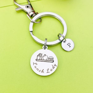 School Lunch Lady Keychain Personalized Customized Monogram Jewelry, D133C