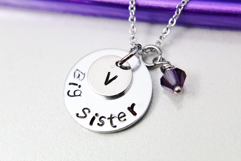 Hand Stamp Big Sister Charm Big Sister Necklace Silver Big Sister Charm Necklace Personalized Gift Sister Gift N1340