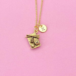 Gold Sushi Charm Necklace, Foodie Gift, Japanese Foodie Gift, N478B