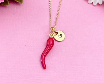 Cornicello Italian Horn Charm Gold or Silver Necklace, N6372