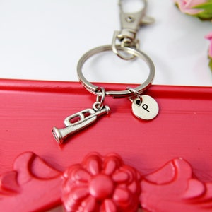 Silver Bugle Charm Keychain, N1299