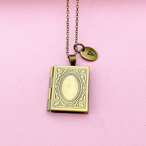 Best Christmas Gift Miniature Book Locket Necklace, Miniature Book Necklace, Book Charm, Librarian Gift, Bookworm Gift, Book Club Gift,N2130