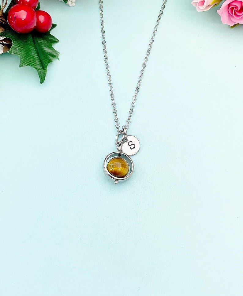 Gold or Silver Tiger Eye Necklace, Natural Gemstone Jewelry, N4691A image 11
