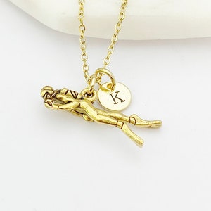 Gold Scuba Charm Necklace Scuba Diving Gift Ideas Personalized Customized Made to Order Jewelry, N433