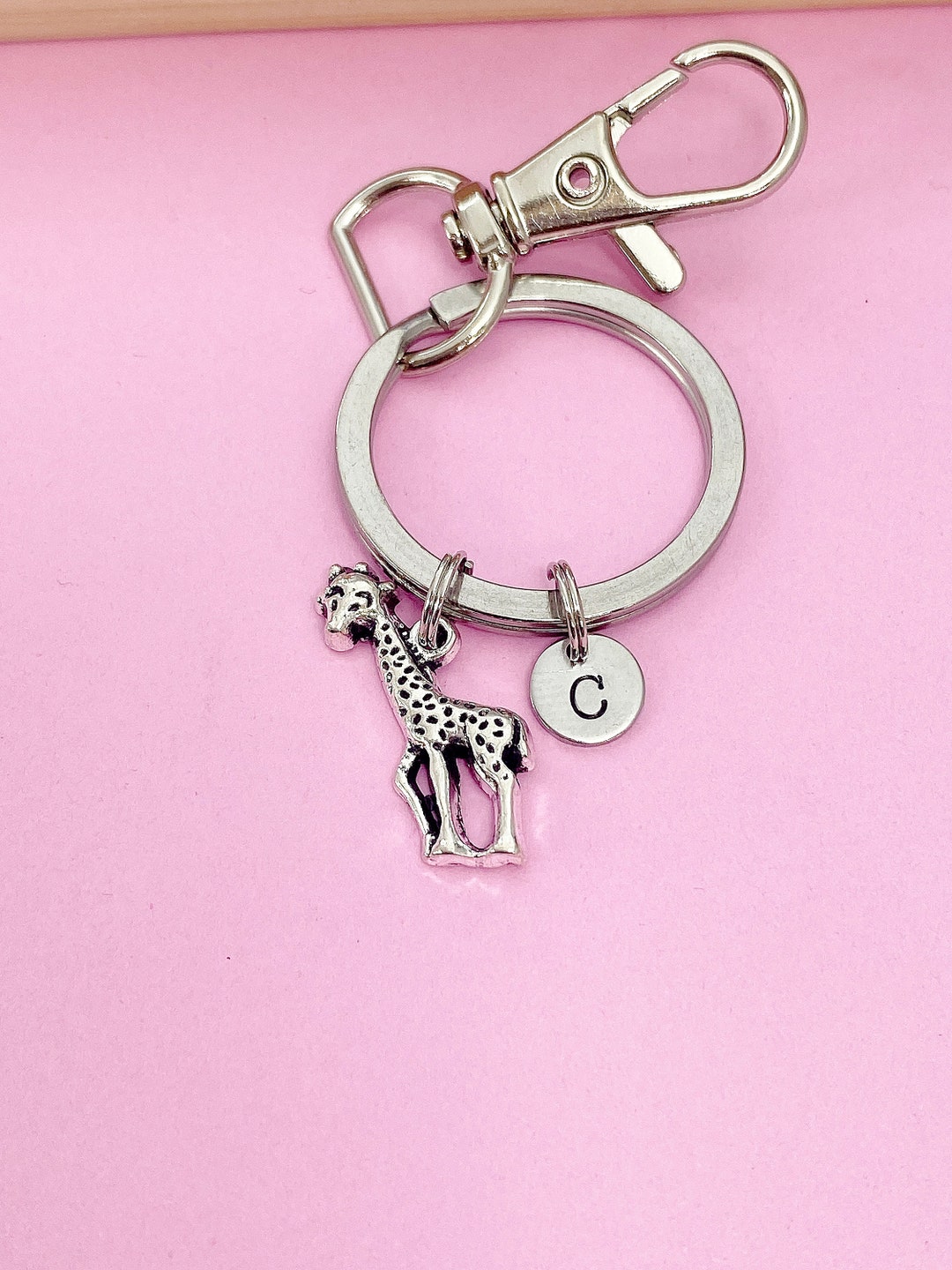Silver Giraffe Charm Keychain Wildlife Zookeeper Gifts Idea ...