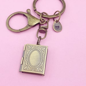 Locket Keychain,Bronze Book Locket, Locket Jewelry, Personalized Gift, Best Friend Gift, Girlfriend Gift, Sister Gift, N1513