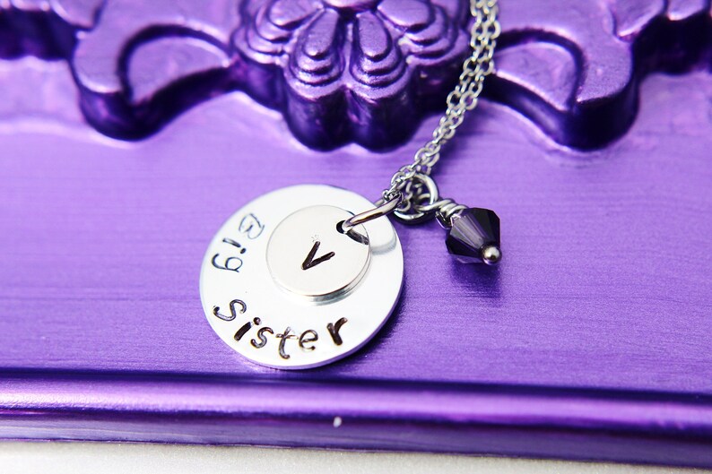 Hand Stamp Big Sister Charm Big Sister Necklace Silver Big Sister Charm Necklace Personalized Gift Sister Gift N1340