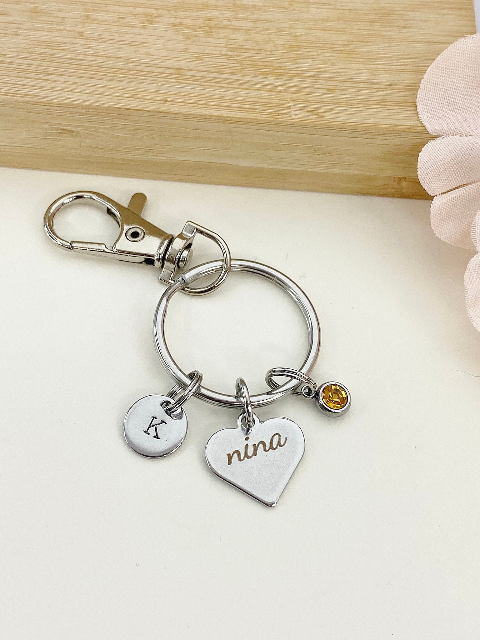 Nina Heart Keychain Stainless Steel, Best Seller Christmas Gifts