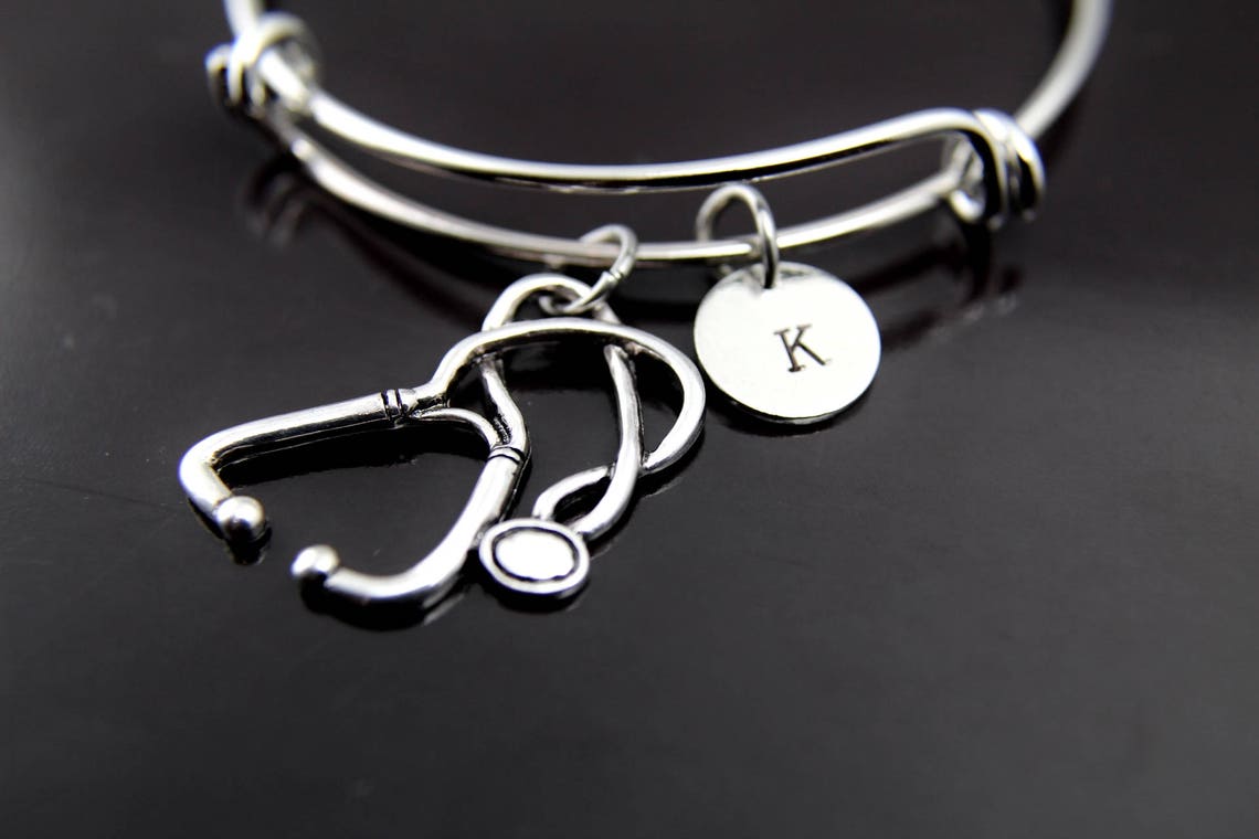 Stethoscope Bracelet Bangle Silver Stethoscope Charm Bangle Etsy