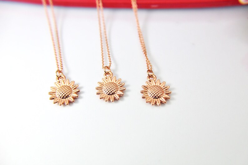 Bridal Jewelry N1578 Wedding Jewelry Wedding Gift Maid of Honor Bridesmaid Proposal Rose Gold Sunflower Necklace Bridesmaid Gift