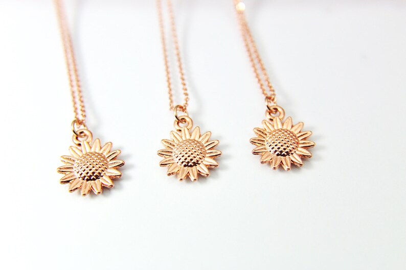 Bridal Jewelry N1578 Wedding Jewelry Wedding Gift Maid of Honor Bridesmaid Proposal Rose Gold Sunflower Necklace Bridesmaid Gift