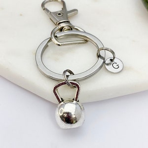 Silver Kettlebell Charm Keychain Fitness Weightlifters Gifts Ideas Personalized Made to Order Jewelry, AN2594 image 5