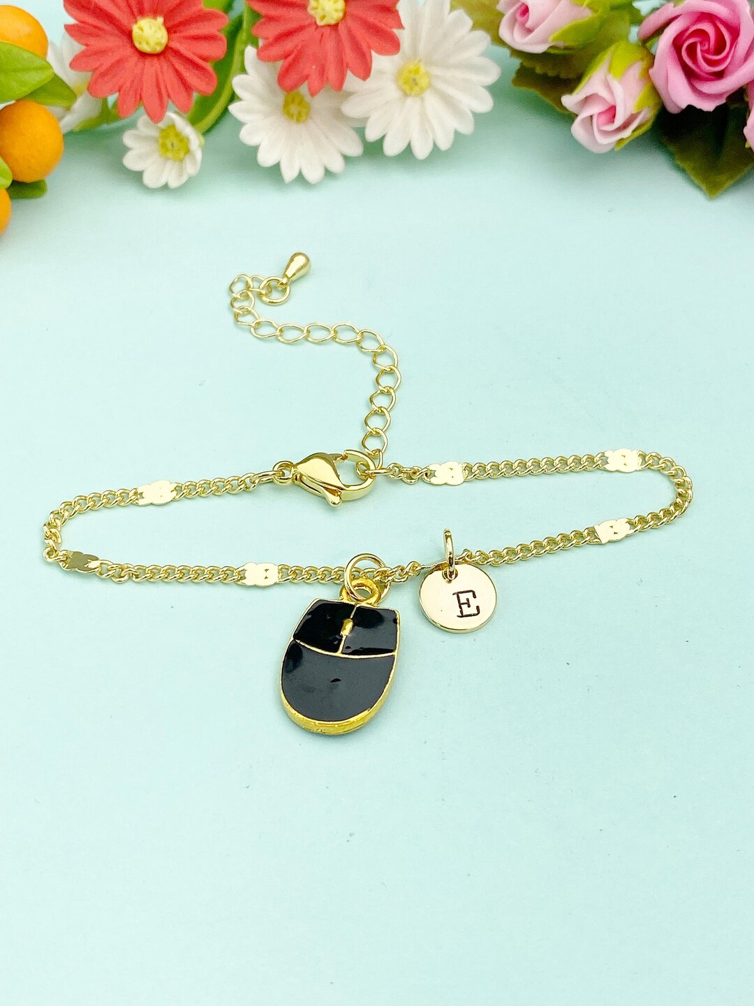 Japan Charm Computer Gold Computer Mouse Charm Bracelet, PC Laptop Charm, Programmer Gift ...