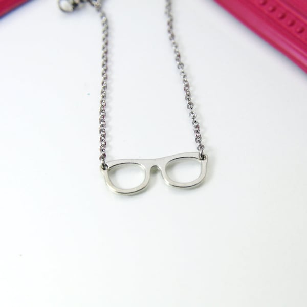 Eyeglasses Necklace, Reading Glasses Charm, Bookworm Gift, Eye Care Gift, Optometry Gift, Eye Doctor Gift, Optometrist Gift, N1413B