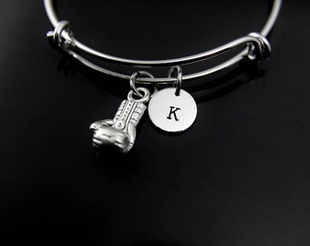 Boxing Bracelet Silver Boxing Glove Charm Bangle Boxing Jewelry Boxing Gift Sports Charm Personalized Bracelet Initial Bracelet