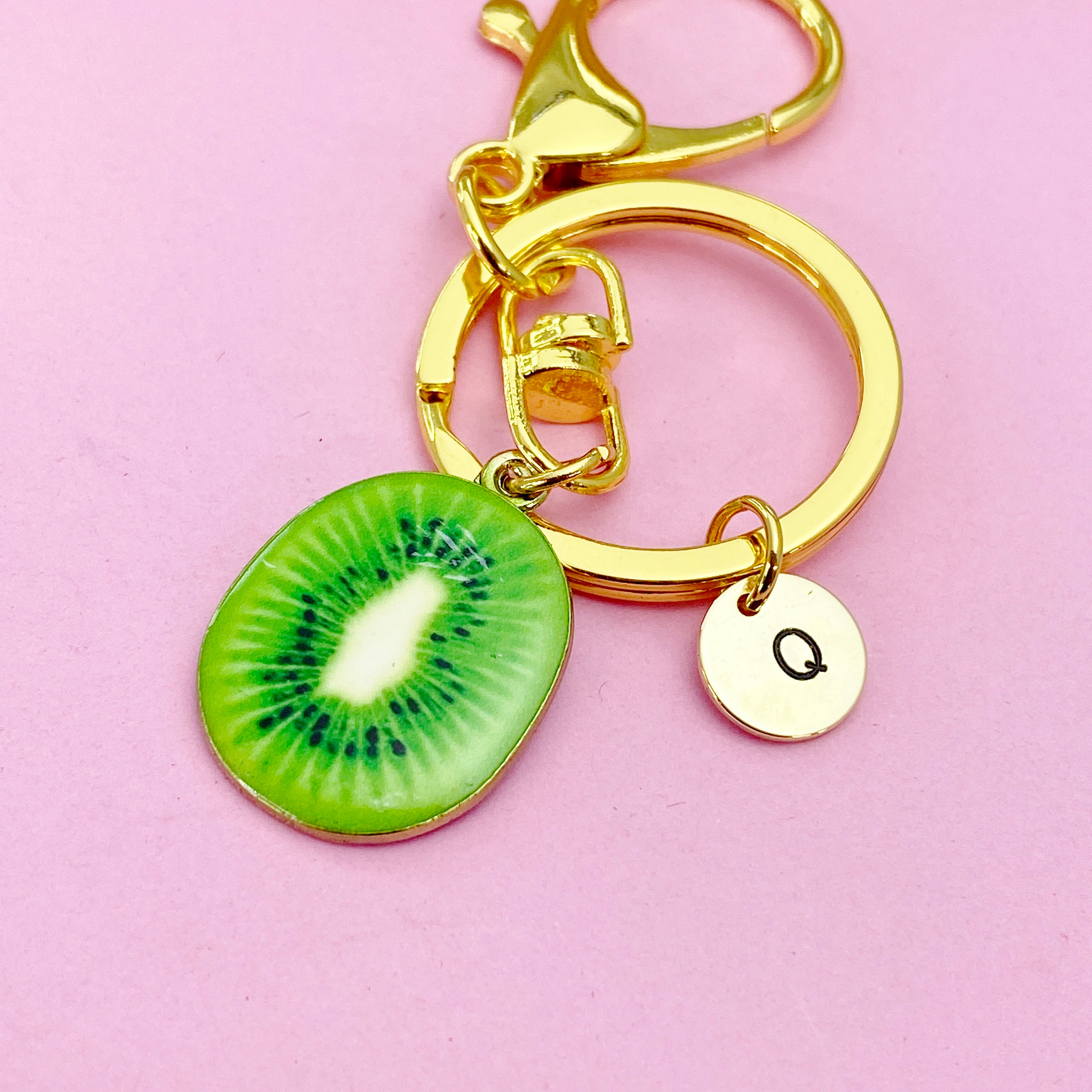Lime Green Kiwi Fruit Slice Keychain in Gold, AN5573 - Etsy