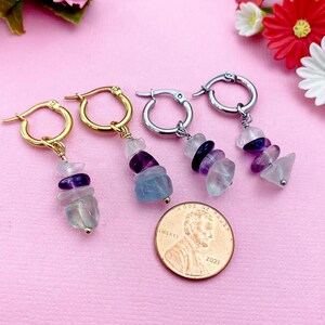Gold Fluorite Earrings, Natural Gemstone Jewelry, N3975 image 9
