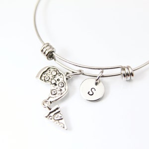 Silver Pizza Charm Bracelet, Pizza Charm, Pizza Jewelry, Pizza Slice Charm, Food Charm, Personalized Gift, N2207