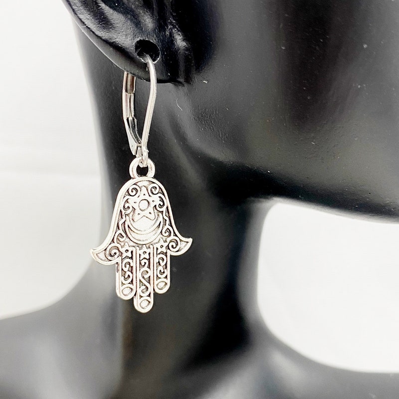Hamsa Hand Brass Earrings