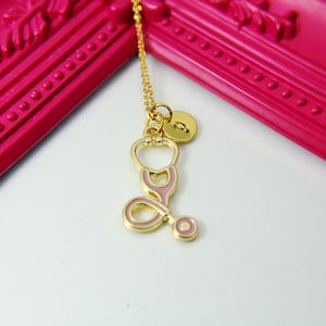 Stethoscope Necklace, Gold Stethoscope Charm Necklace, Stethoscope Charm, Doctor Nurse Gift, Medical Student Gift, N1452