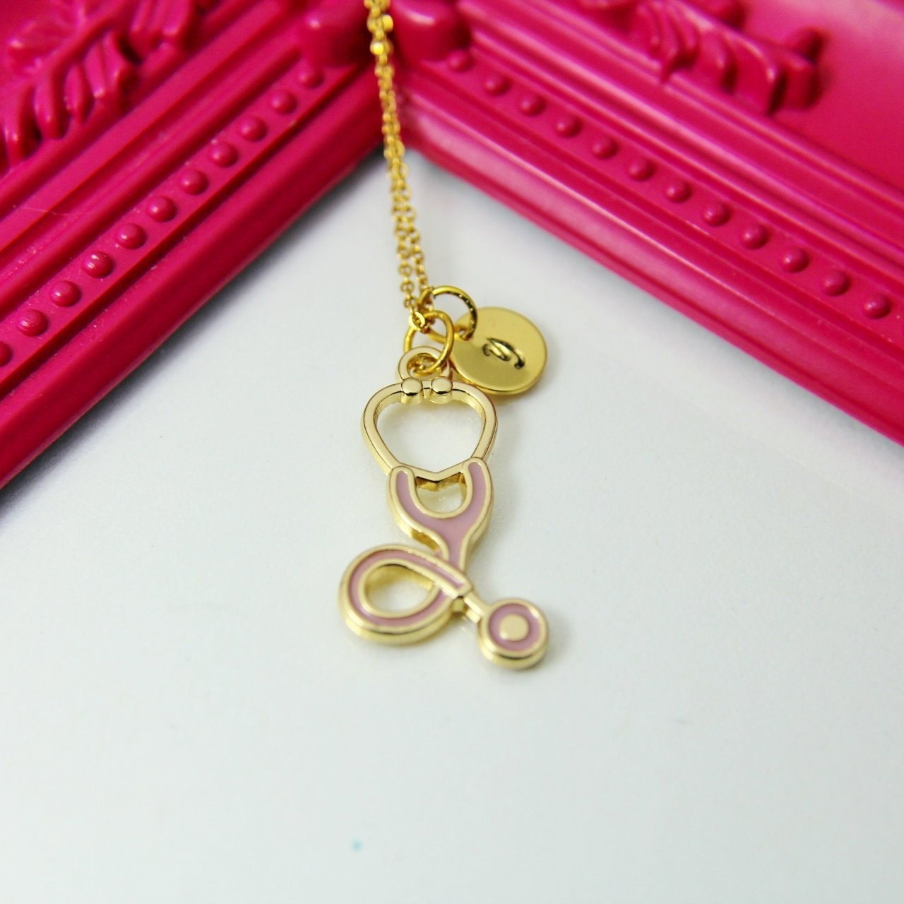 Stethoscope Necklace Gold Stethoscope Charm Necklace Etsy