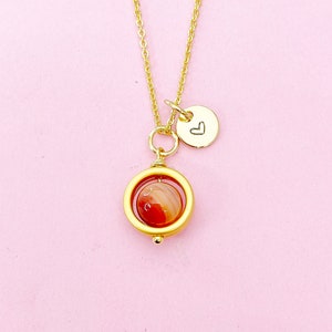 Gold Sardonyx Necklace, Natural Gemstone Jewelry, Spinner Necklace, Silver Option, N5605