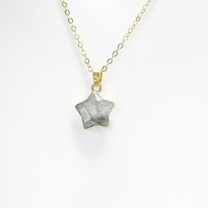 Labradorite Necklace, Gold Star Natural Gemstone Jewelry, N4881