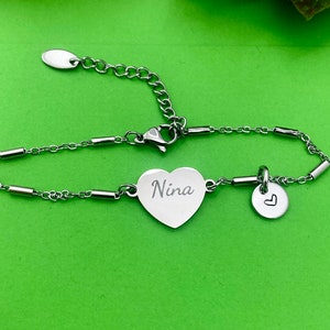 Best Christmas Gift for Nina, Nina Bracelet, Stainless Steel Heart Bracelet, Best Nina Jewelry, Personalized Gifts, D267 image 7