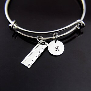 Ruler Bracelet Ruler Charm Bangle Ruler Charm Ruler Jewelry Architect Gift Design Engineer Gift Personalized Bangle Initial Bracelet