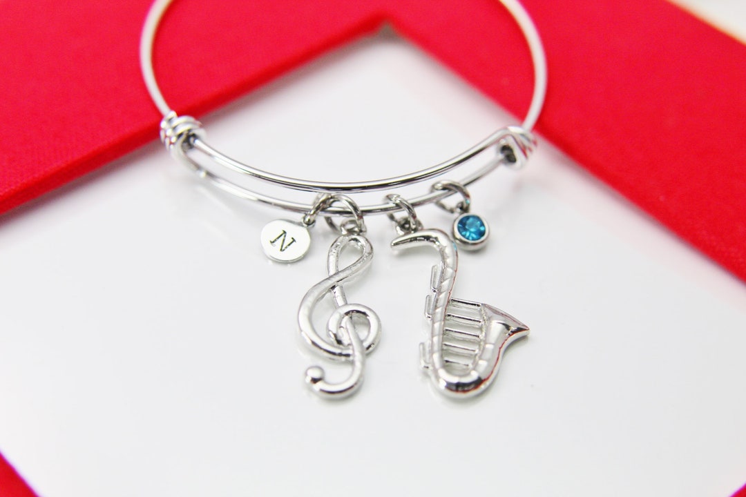 Silver Music Note Charm Bracelet Music Gift Jazz Lover Gift Etsy.de